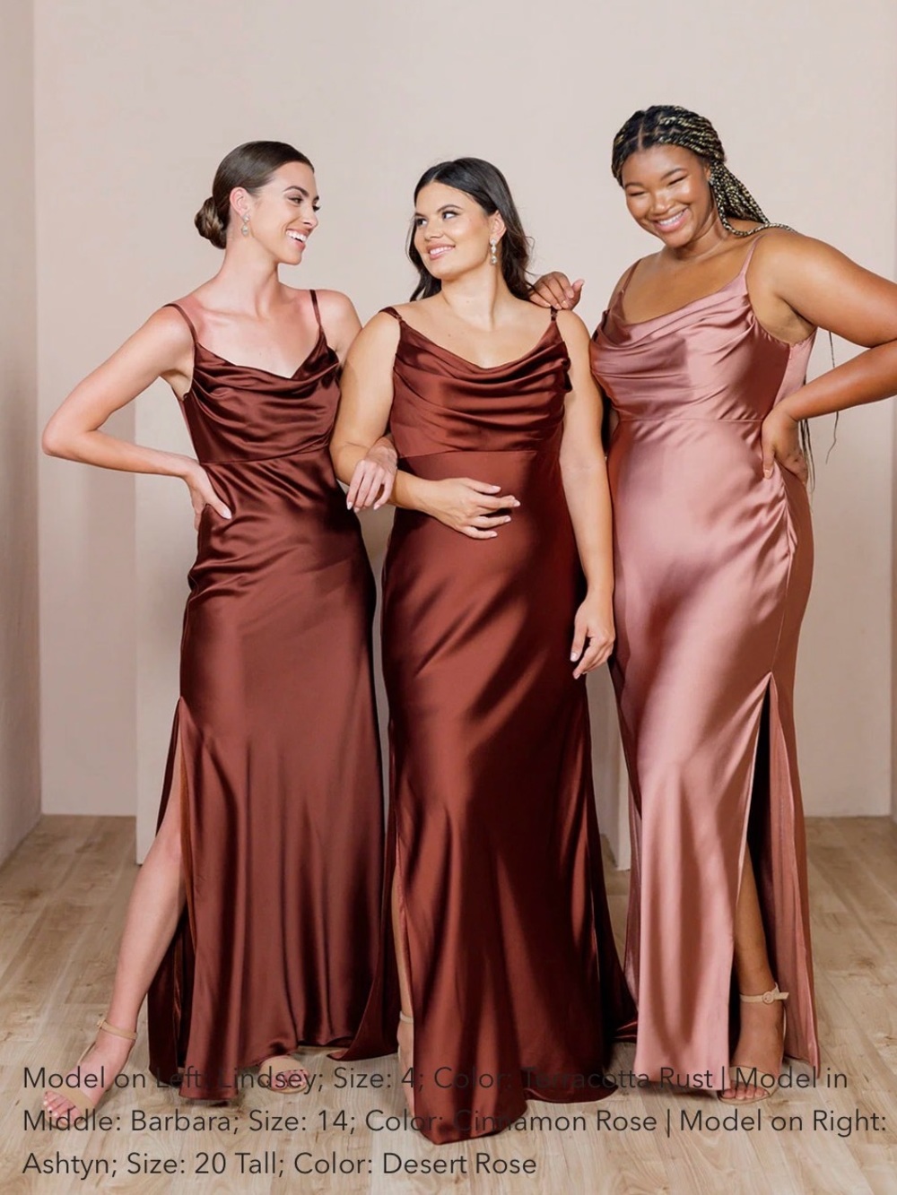 Satin Cowl Neck Slip Dress in Terracota